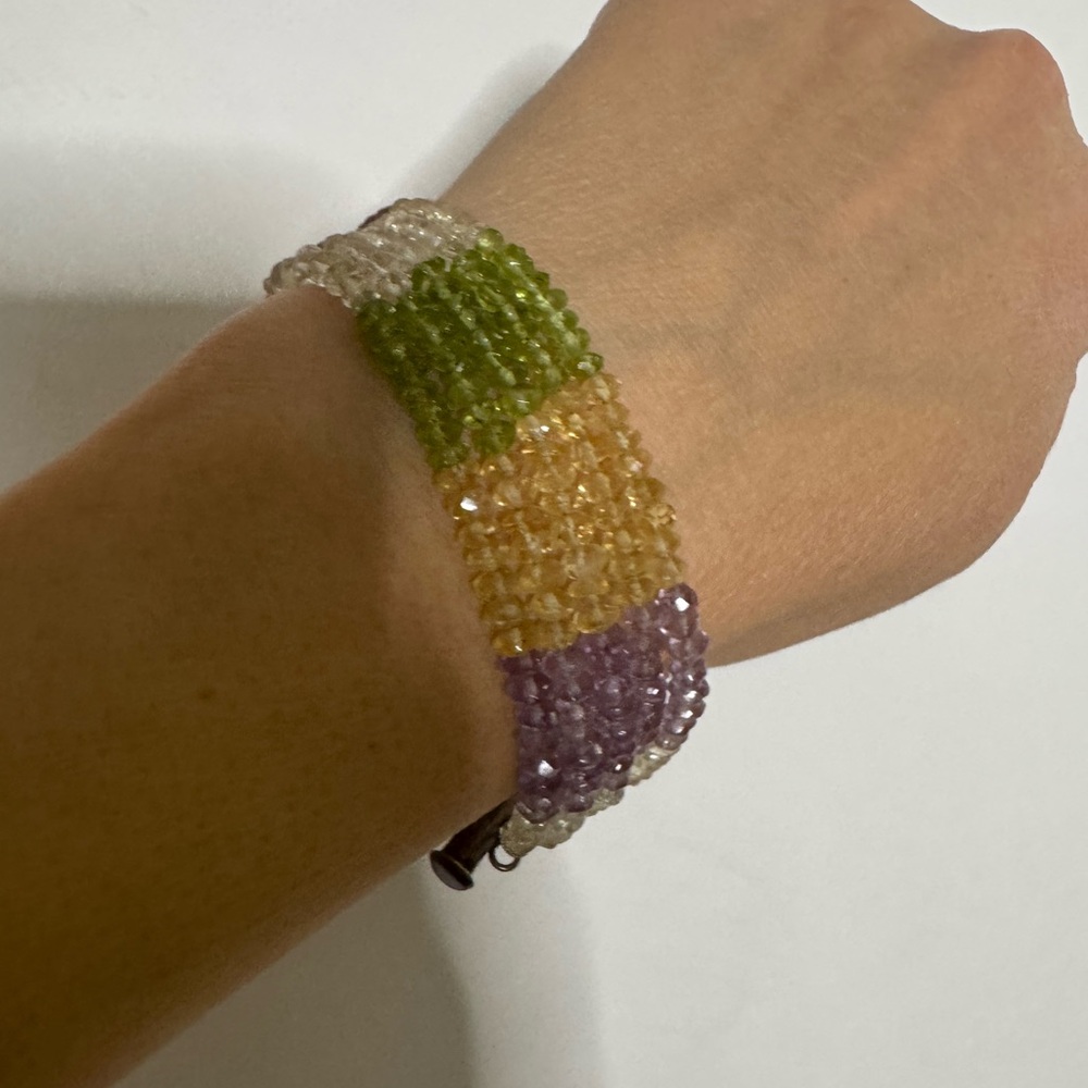 2 piece set Purple and Green Beads Bracelet Necklace set - made by TRYNA peridot